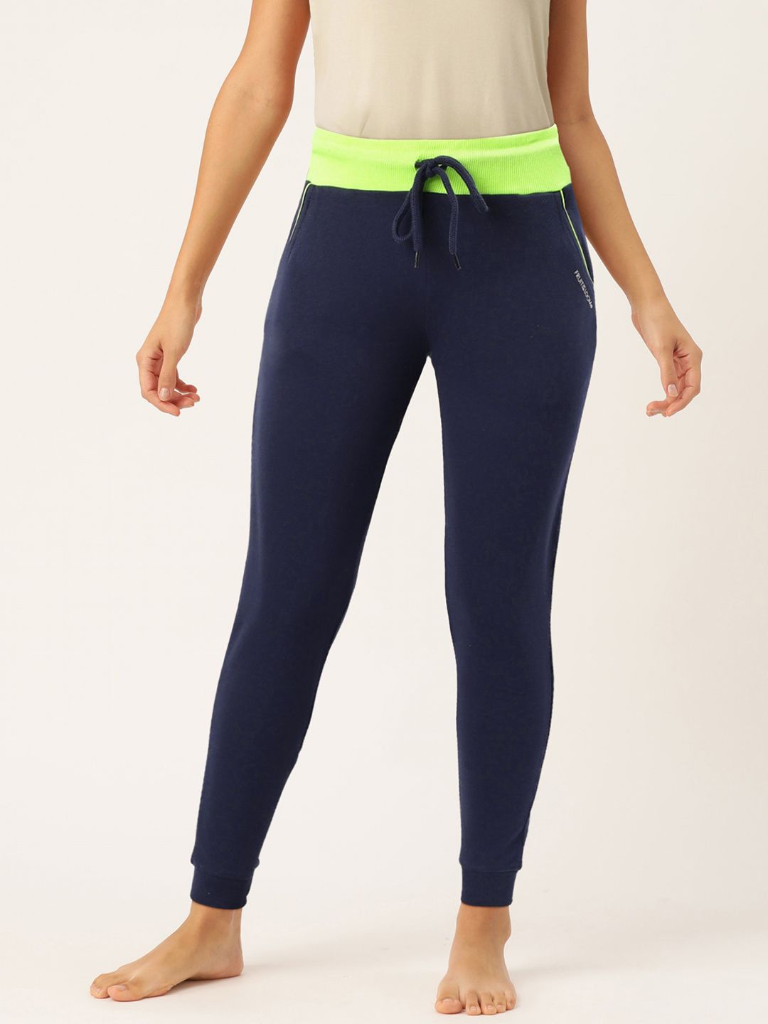 Fruit of the loom Women Navy Blue Solid Lounge Pants Price in India