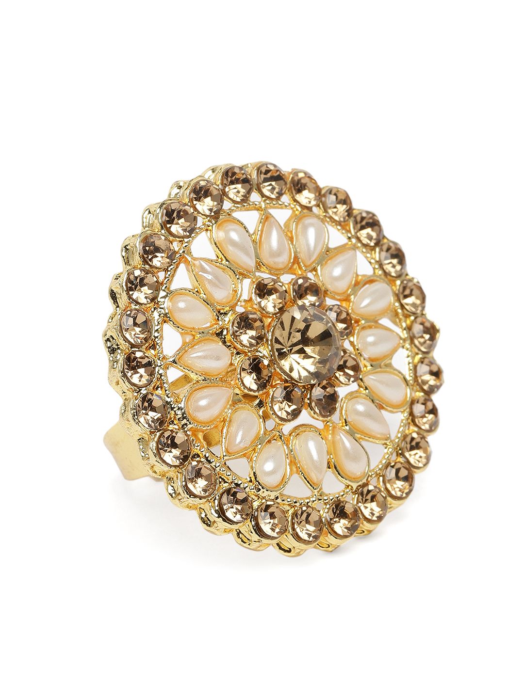 Kord Store Gold Plated LCT Stone Studded Adjustable Finger Ring Price in India