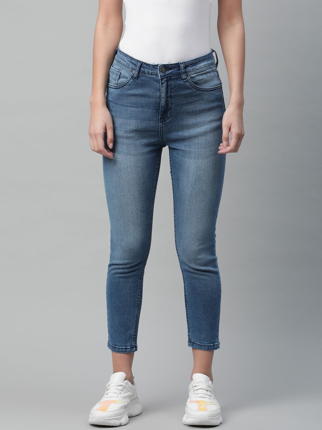 Mast & Harbour Women Blue Skinny Fit Light Fade Stretchable Jeans Price in India