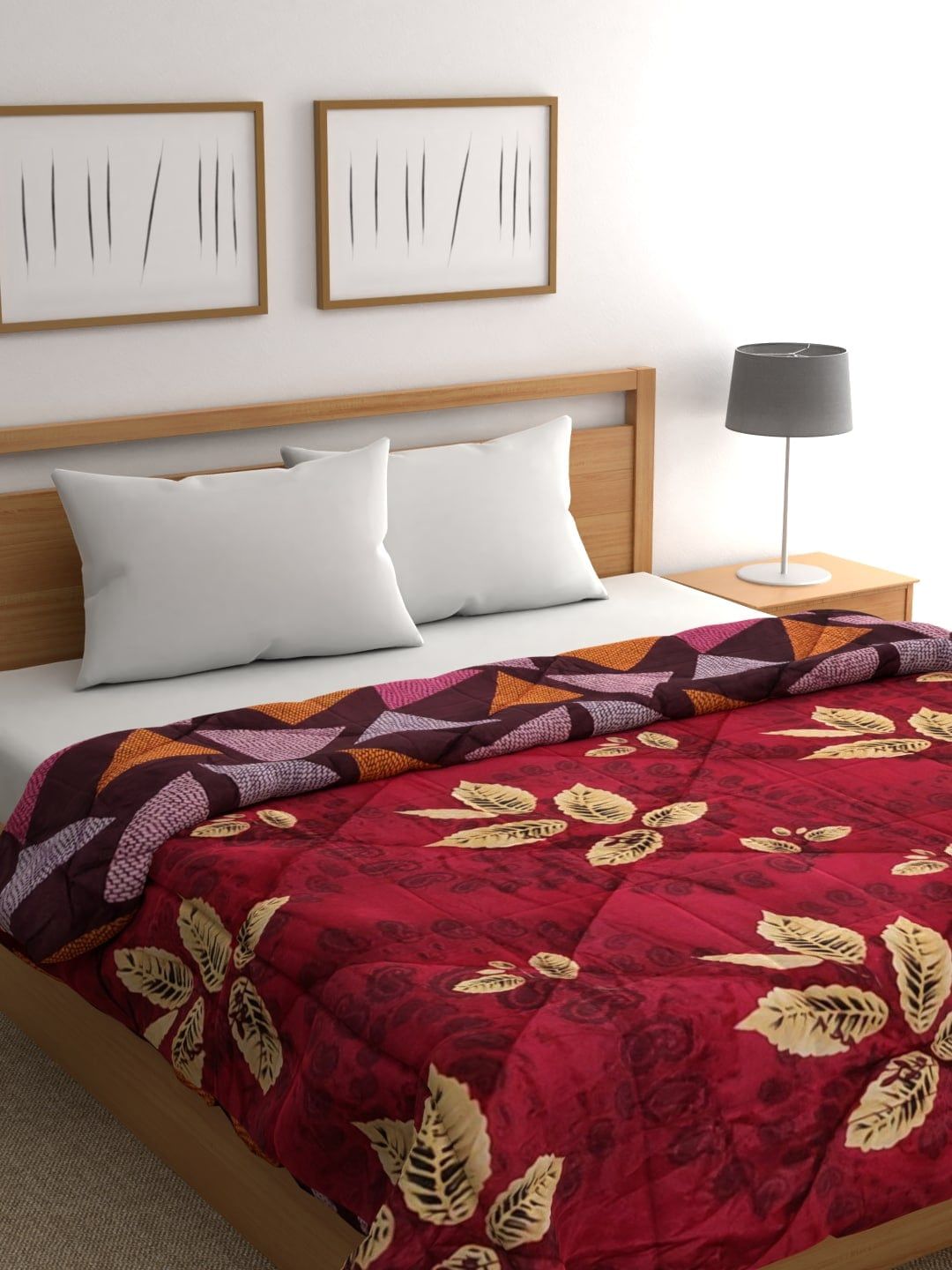 Raymond Home Red & Beige Floral Printed Mild Winter 300 GSM Double King Bed Quilt Price in India
