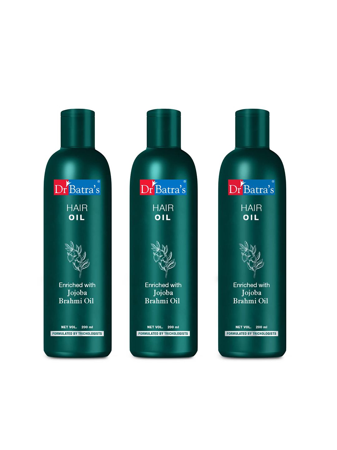 Dr. Batras Set Of 3 Hair Oil With Jojoba & Brahmi Oil To Nourishes Scalp - 200 ml Each
