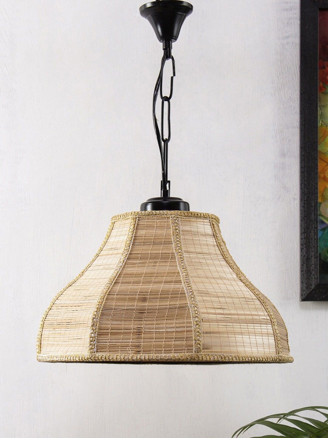 Devansh Beige & Black Bamboo Hanging Light