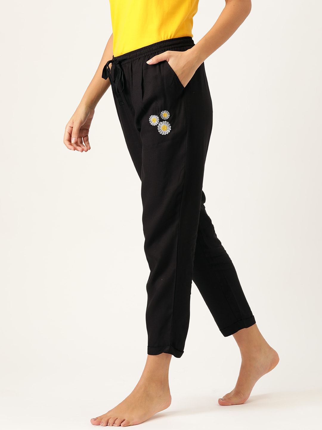 DressBerry Women Black Solid Lounge Pants Price in India