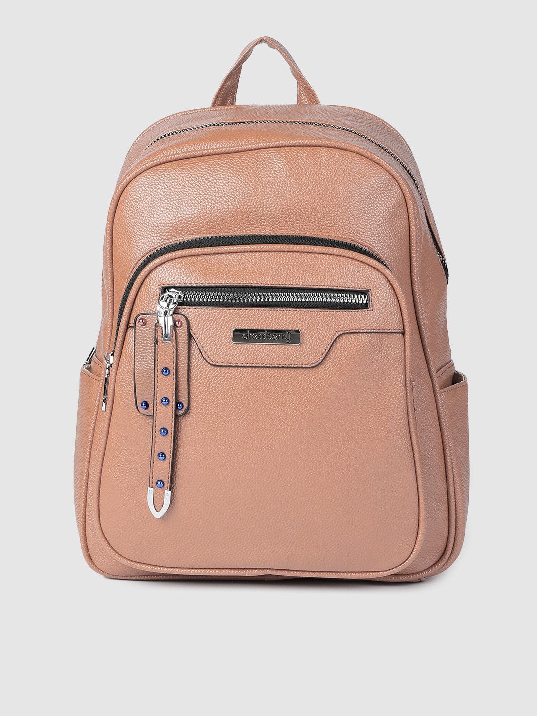 DressBerry Women Pink Solid Backpack Price in India