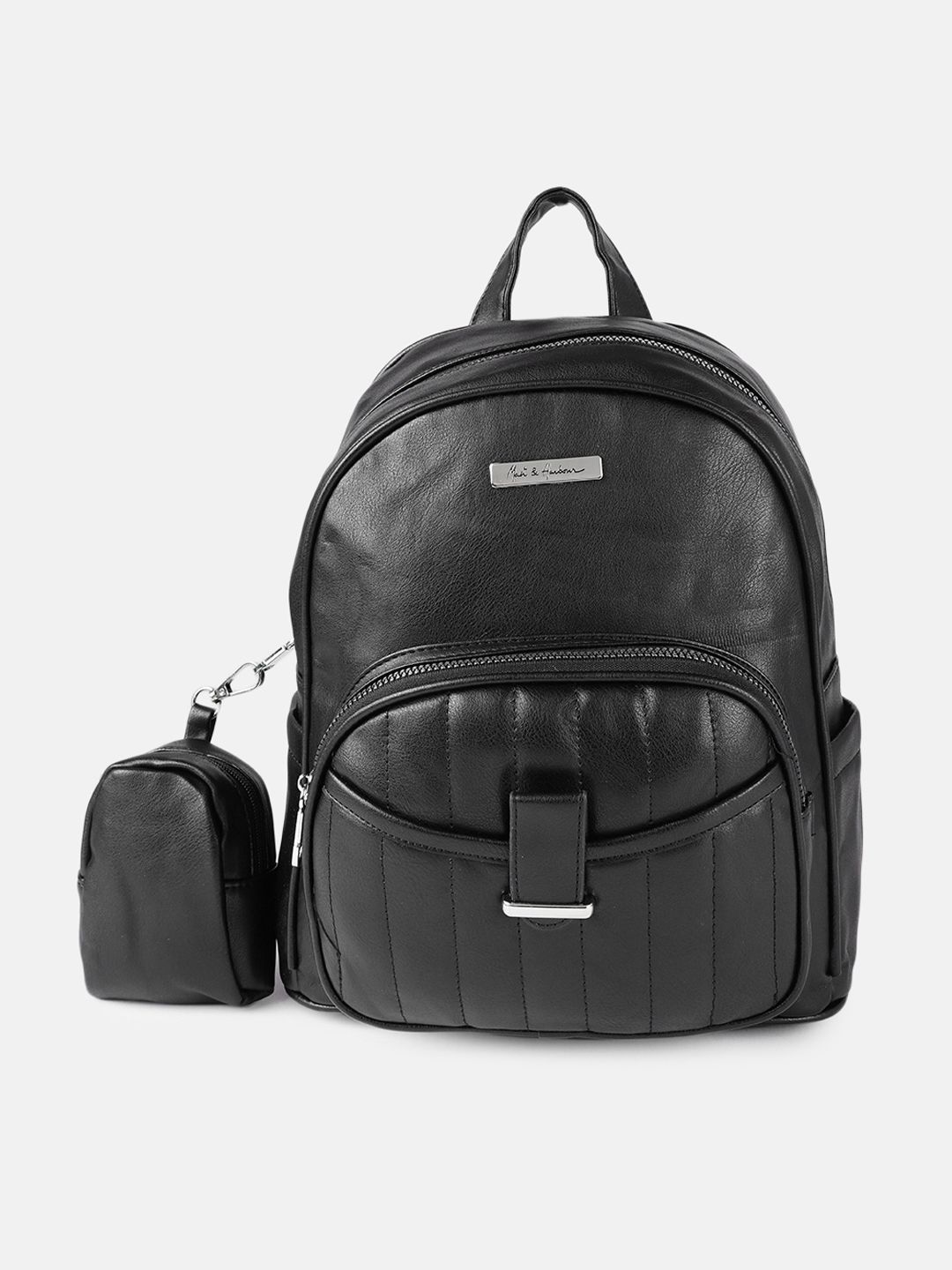 Mast & Harbour Women Black Solid Backpack Price in India