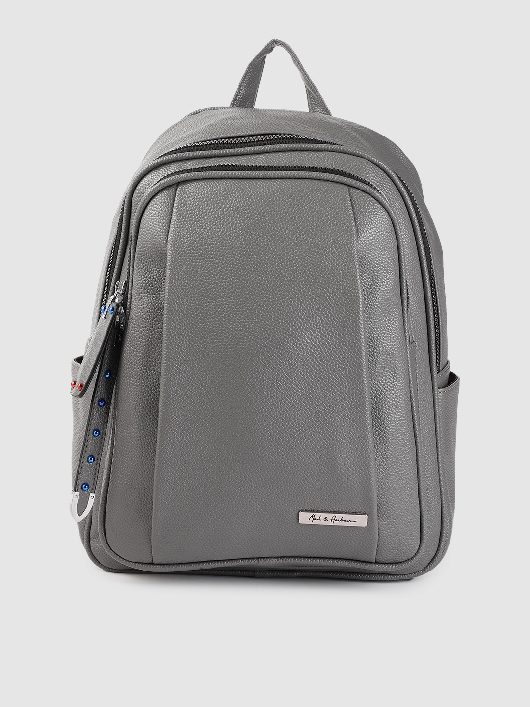 Mast & Harbour Women Grey Solid Backpack Price in India