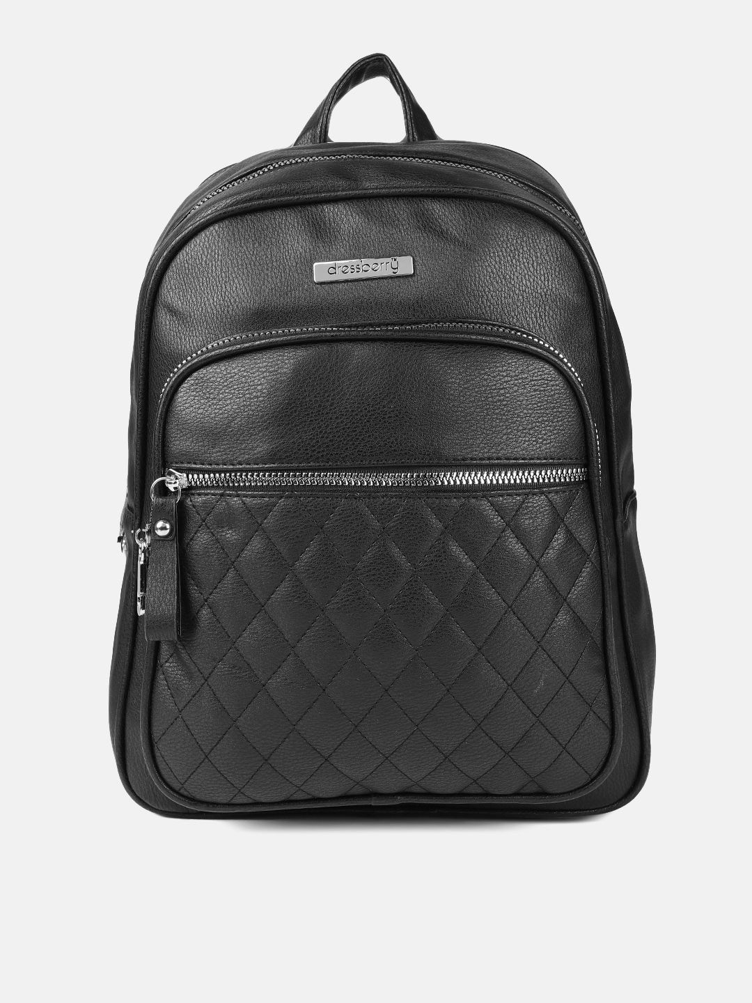 DressBerry Women Black Solid Backpack Price in India