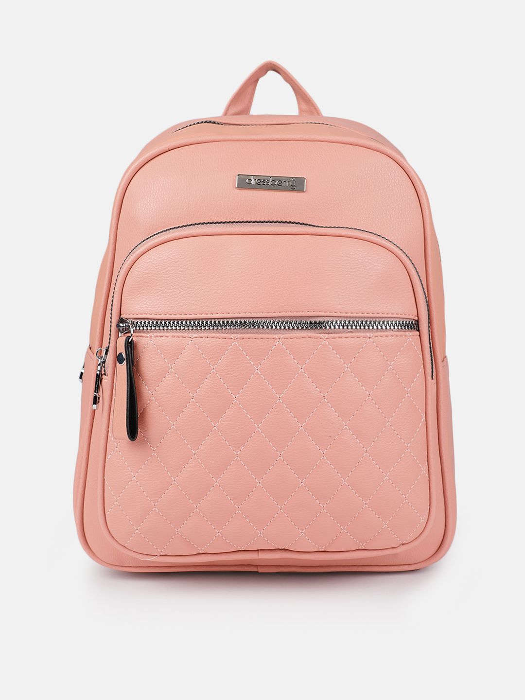DressBerry Women Pink Solid Backpack Price in India