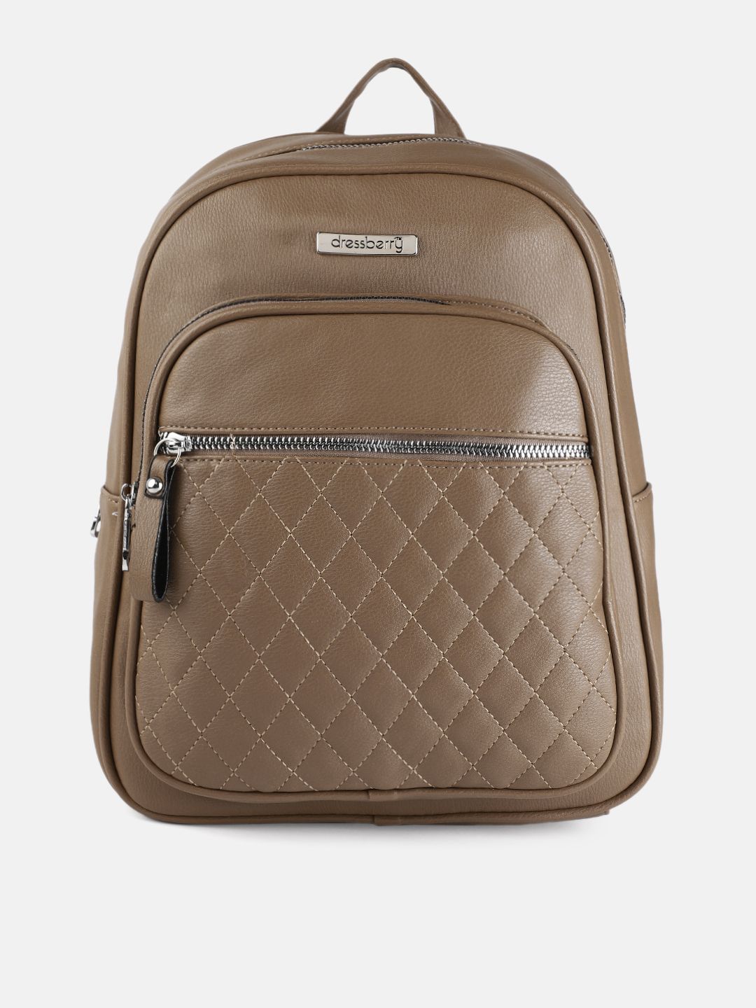 DressBerry Women Brown Solid Backpack Price in India