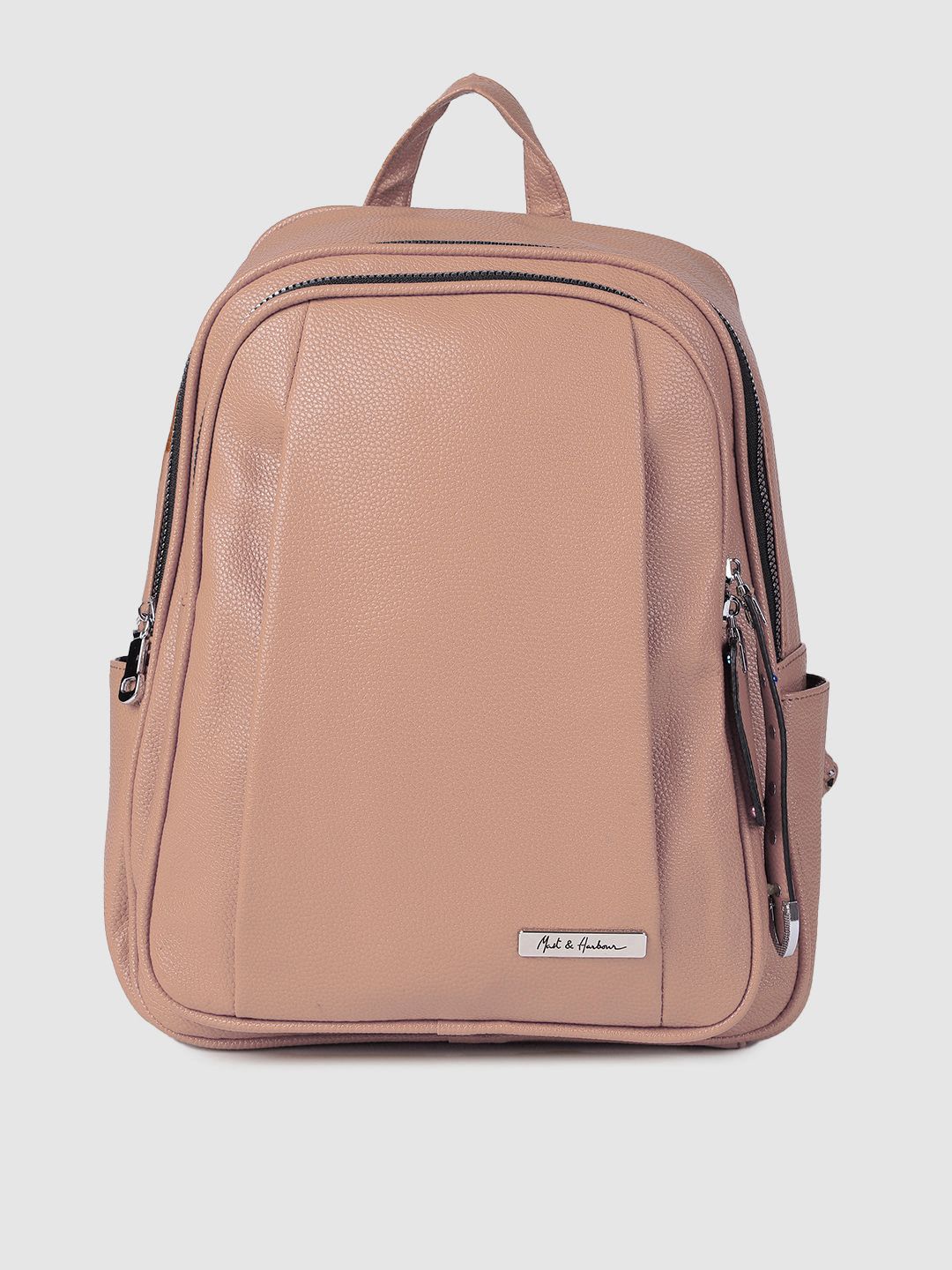 Mast & Harbour Women Pink Solid Backpack Price in India
