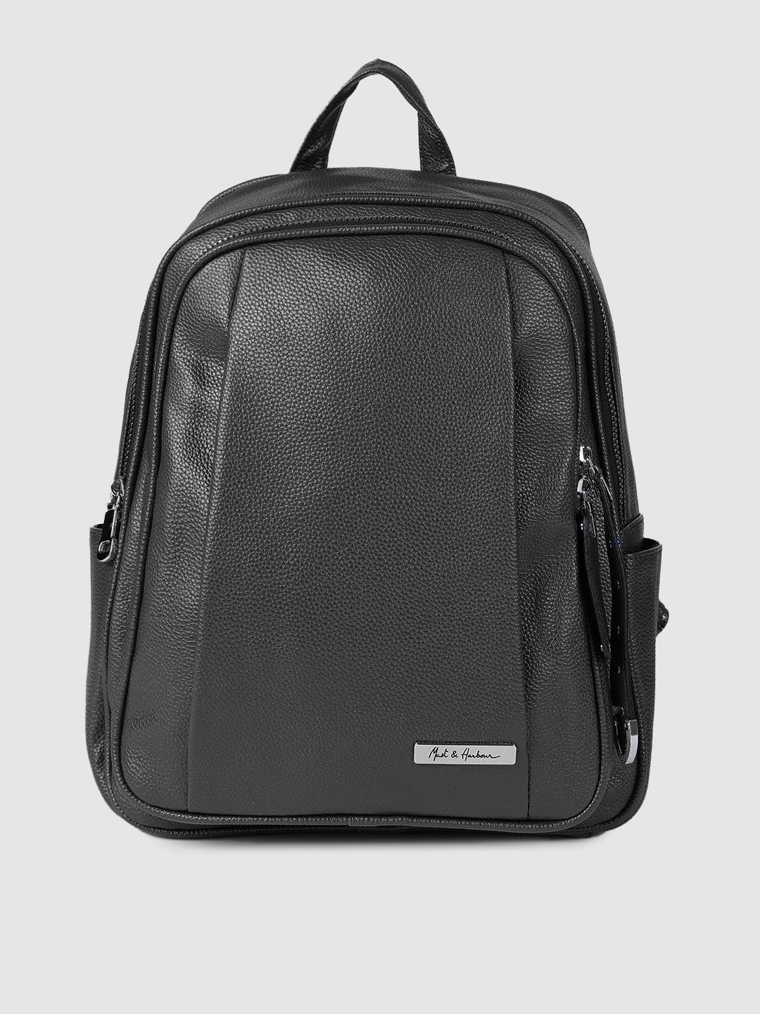 Mast & Harbour Women Black Solid Backpack Price in India