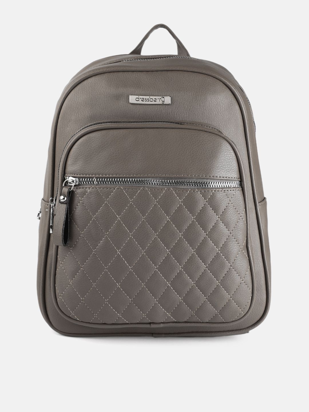 DressBerry Women Grey Solid Backpack Price in India