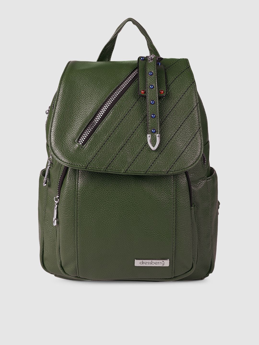 DressBerry Women Green Solid Backpack Price in India