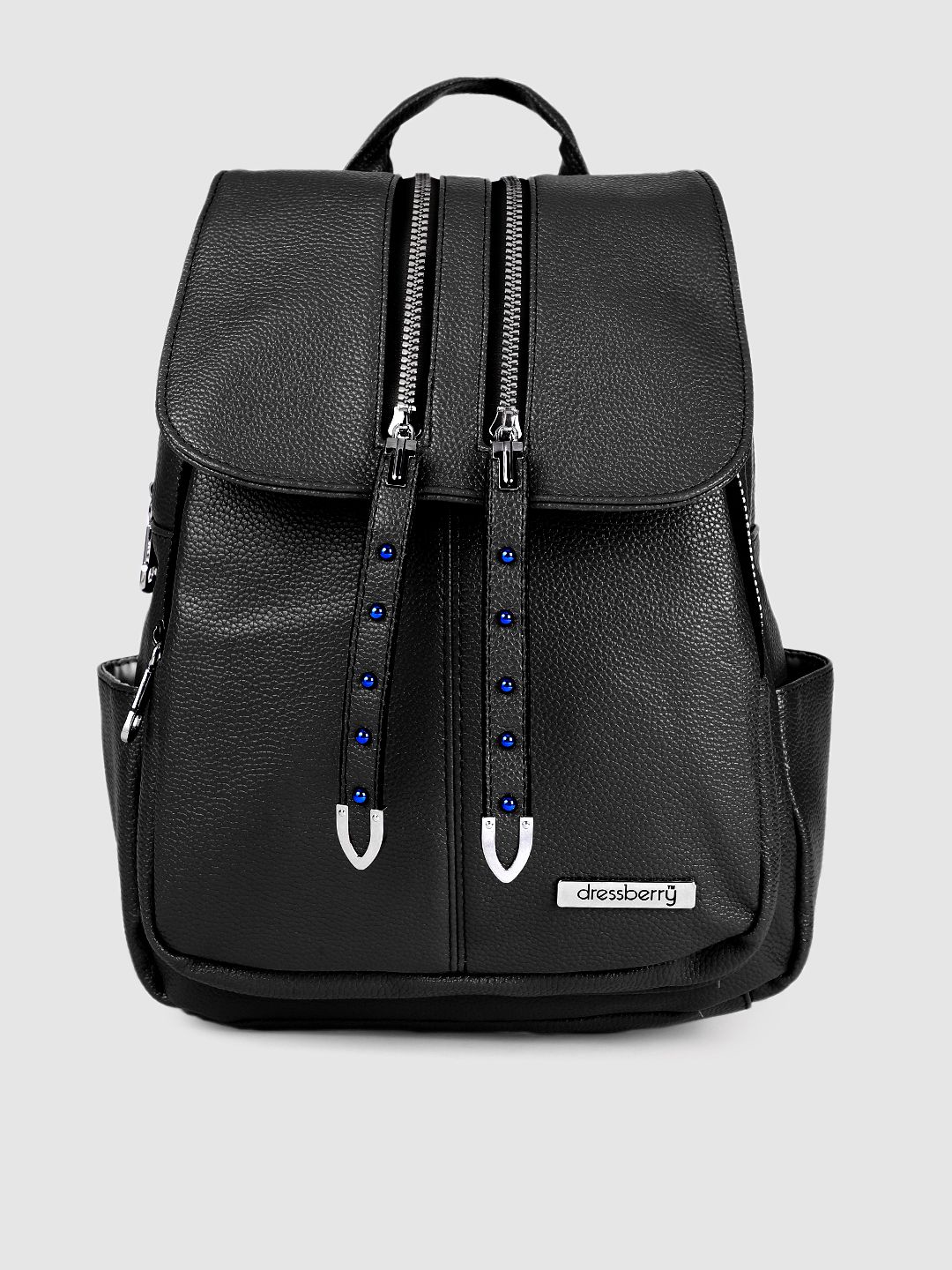 DressBerry Women Black Solid Backpack Price in India