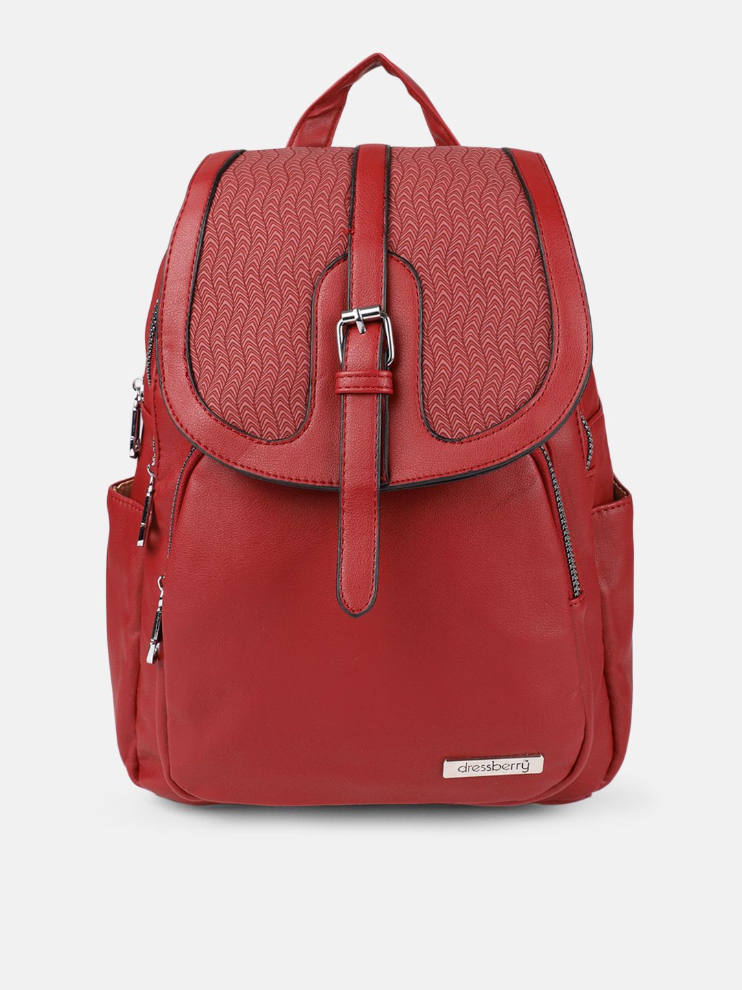 DressBerry Women Maroon Solid Backpack Price in India