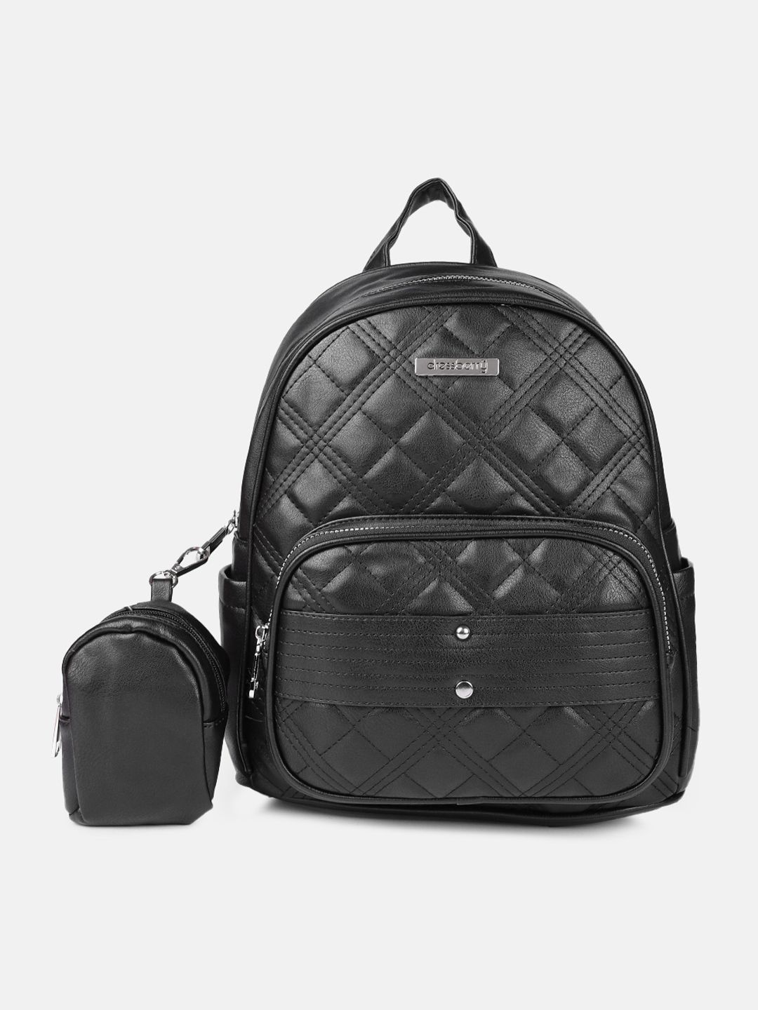 DressBerry Women Black Solid Backpack Price in India