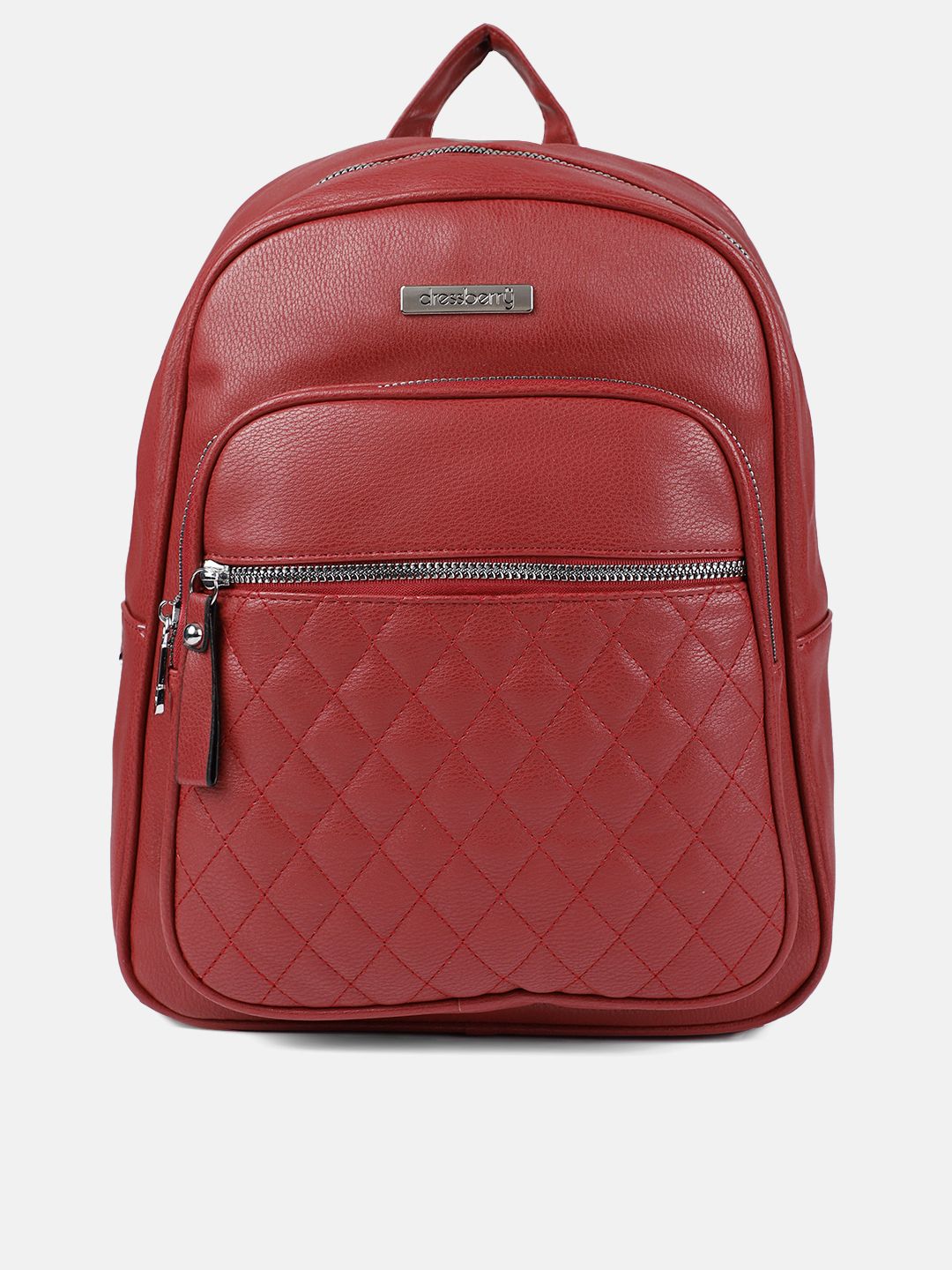 DressBerry Women Red Solid Backpack Price in India