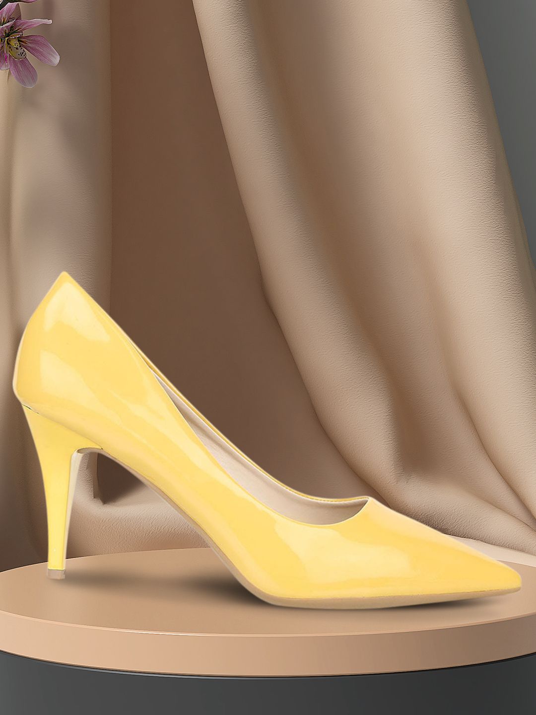 Flat n Heels Women Yellow Solid Pumps Price in India