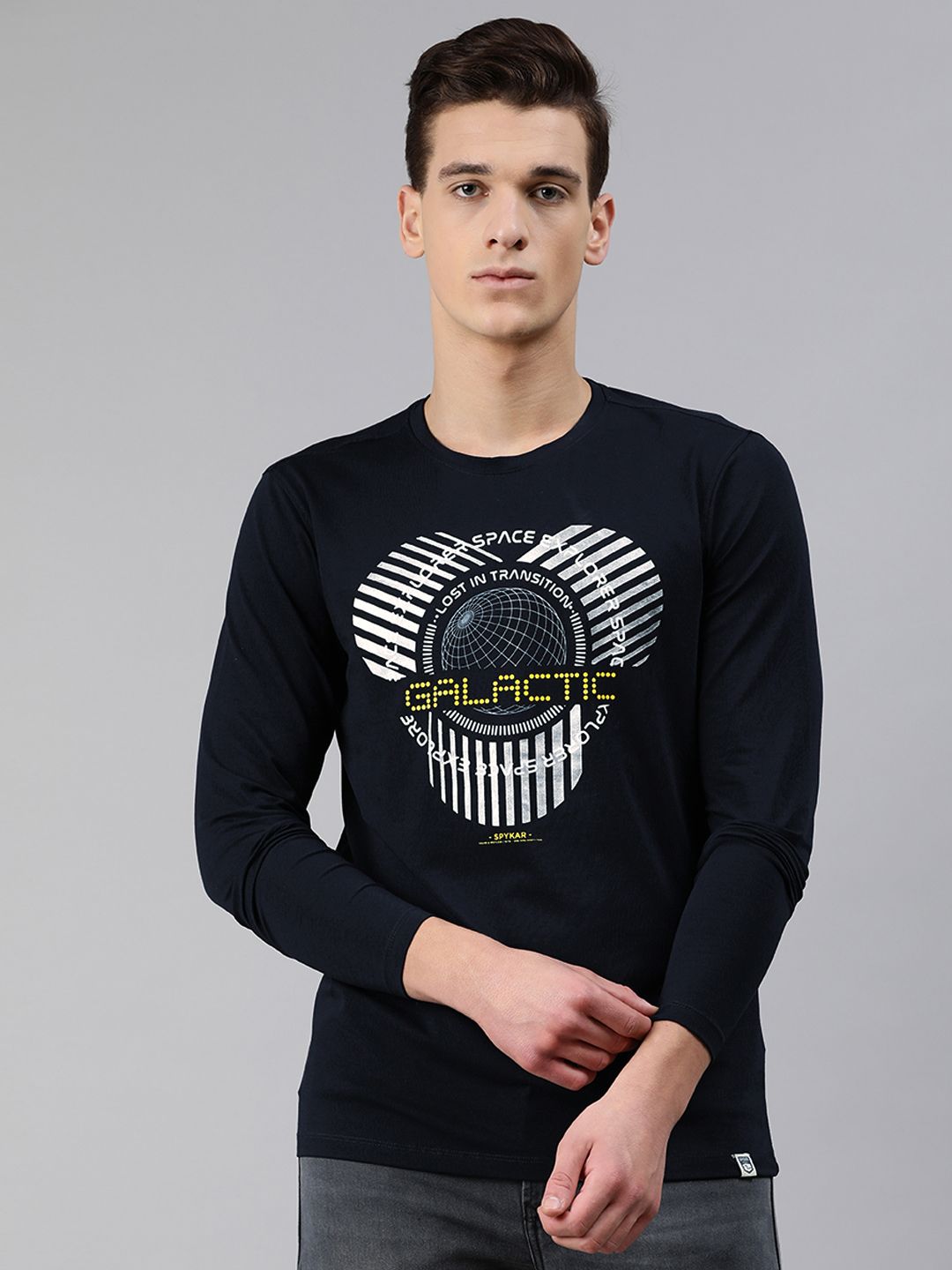 SPYKAR Men Navy Blue Printed Round Neck T-shirt