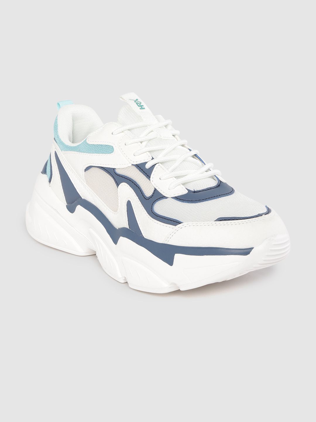 HRX by Hrithik Roshan Men White & Blue Colourblocked Chunky Sneakers