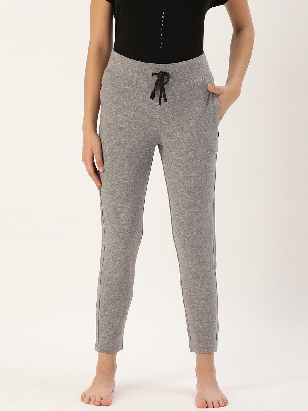 Enamor Women Grey Melange Solid  Slim Fit Relax Lounge Pants Price in India