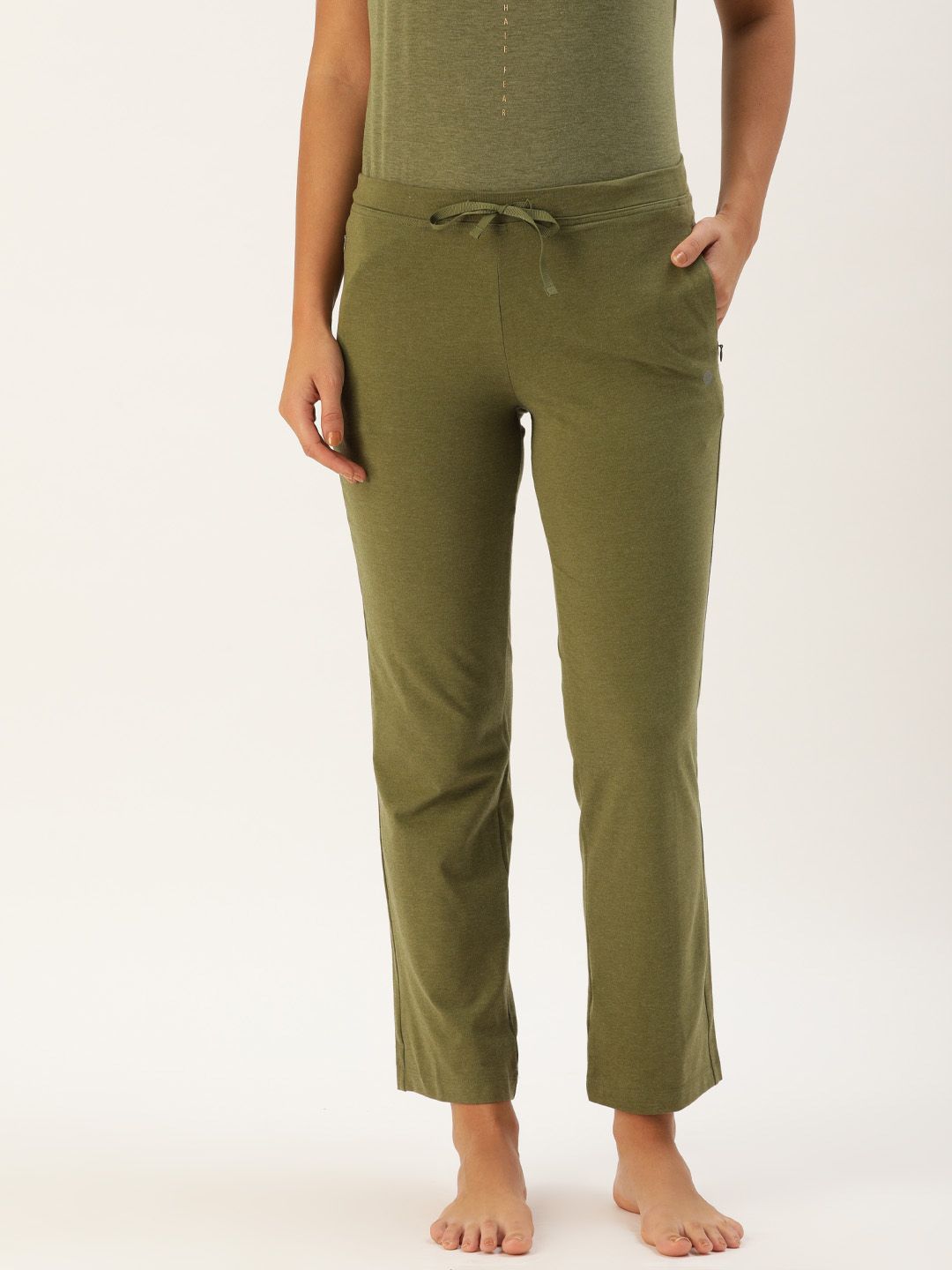 Enamor Women Olive Green Slim Fit Pull on Lounge Pants Price in India