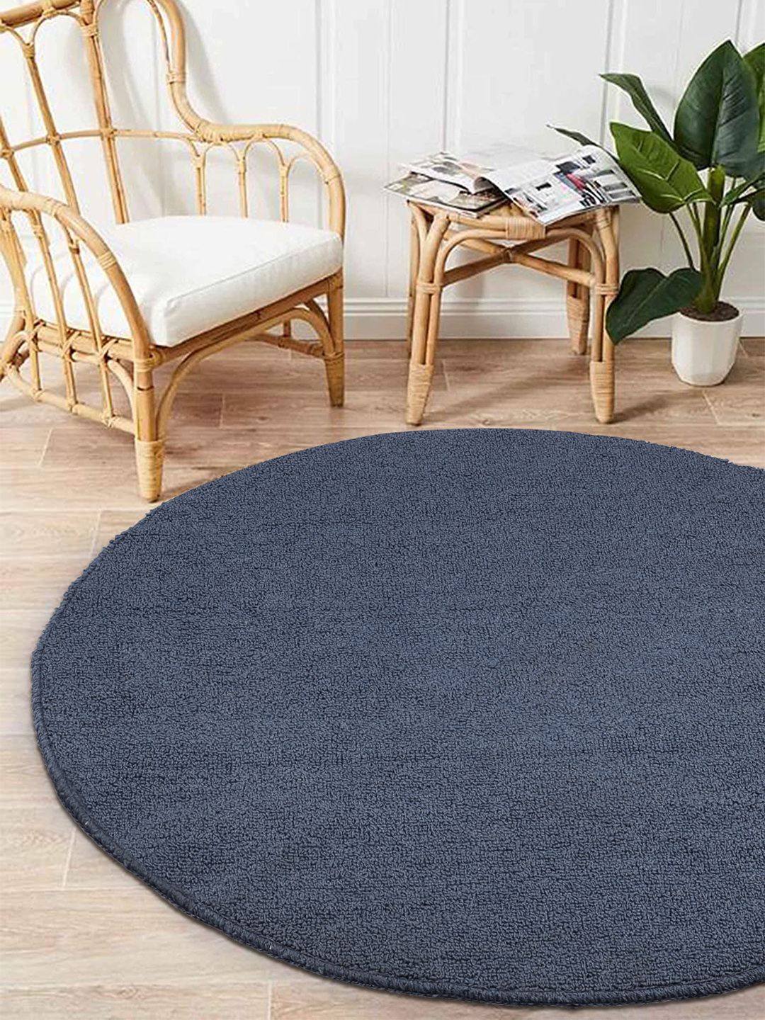 Saral Home Blue Solid PP-Yarn Round Anti-Skid Multi-Use Floor Mat Price in India