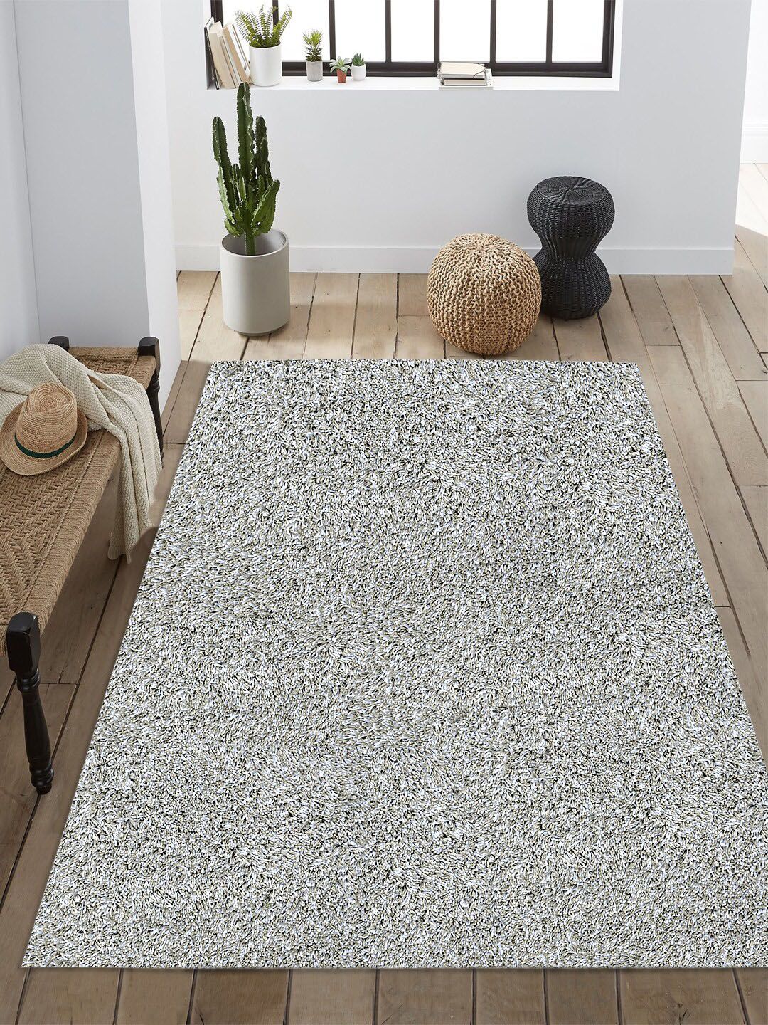 Saral Home Grey Solid Anti-Skid Carpet Price in India