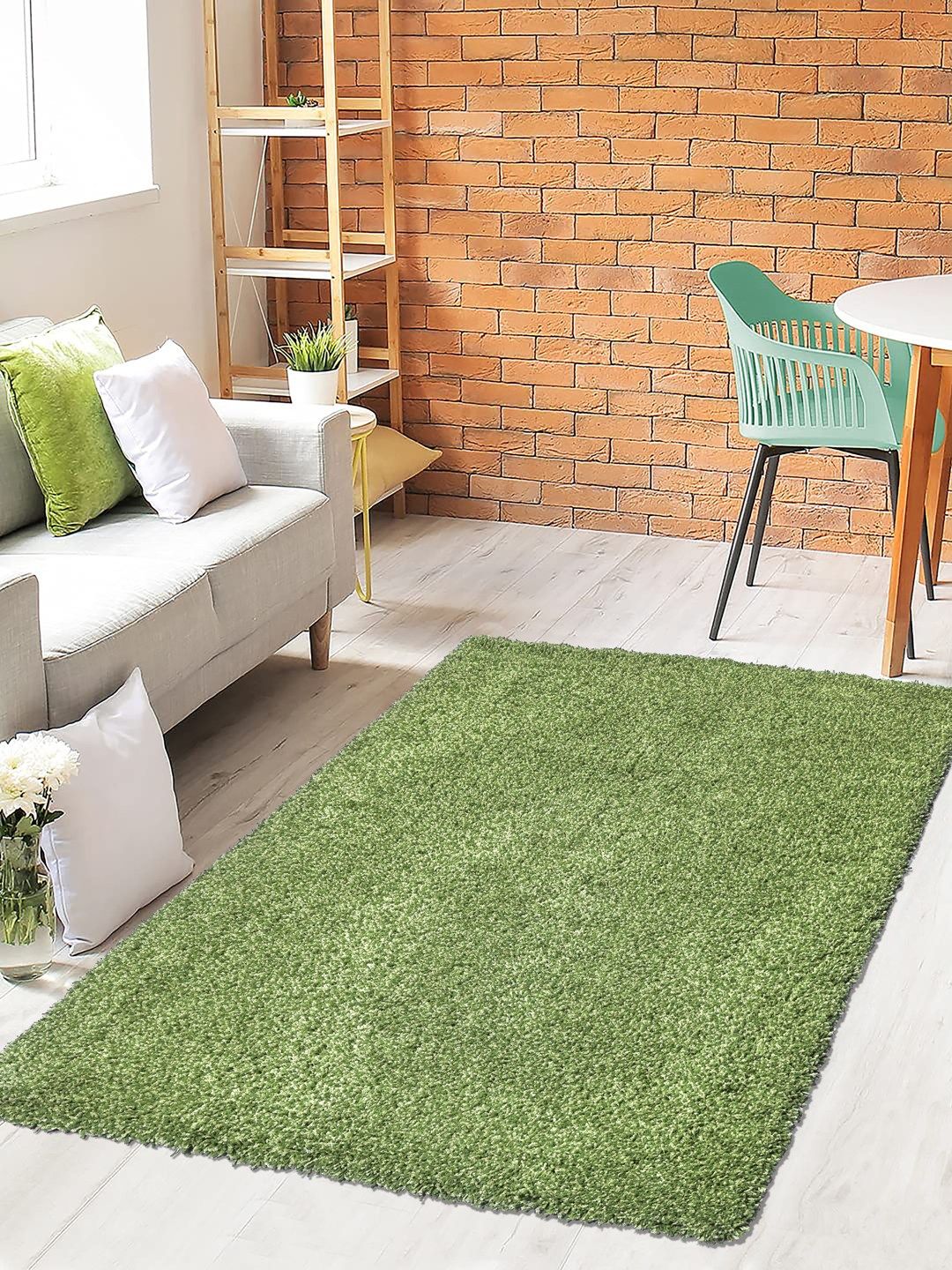 Saral Home Green Solid Anti-Skid Carpet
