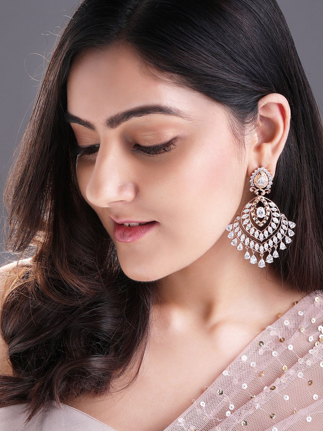 Rubans Rose Gold-Plated Contemporary Drop Earrings Price in India