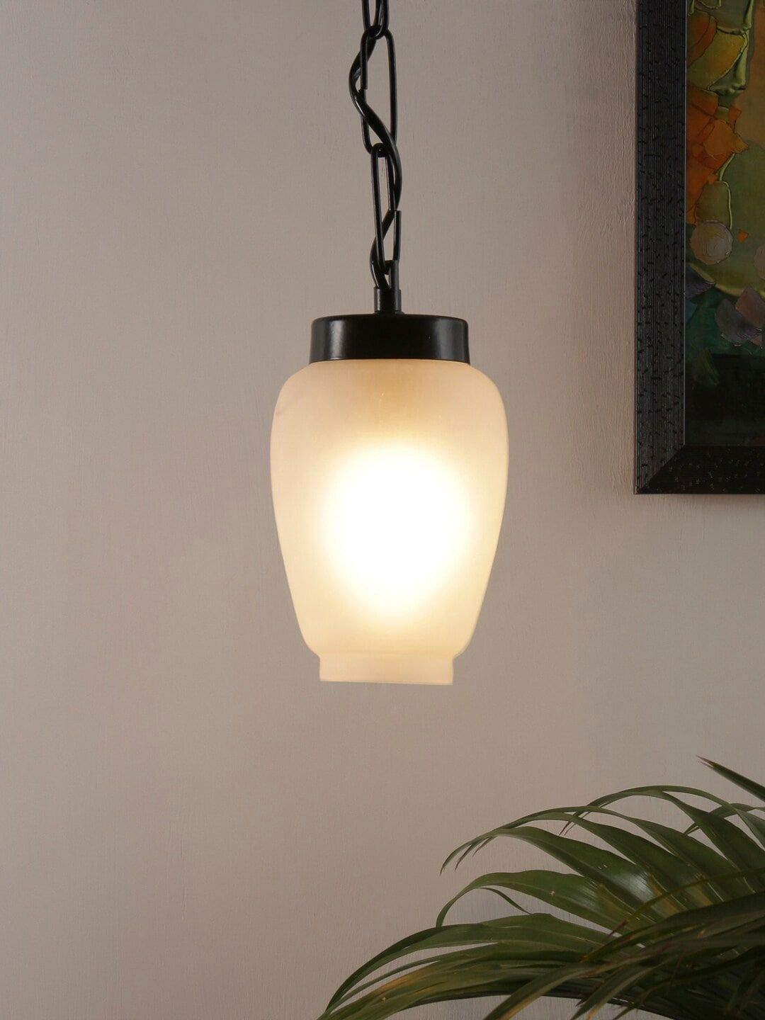 Devansh White Solid Frosted Milky Glass Hanging Light Price in India