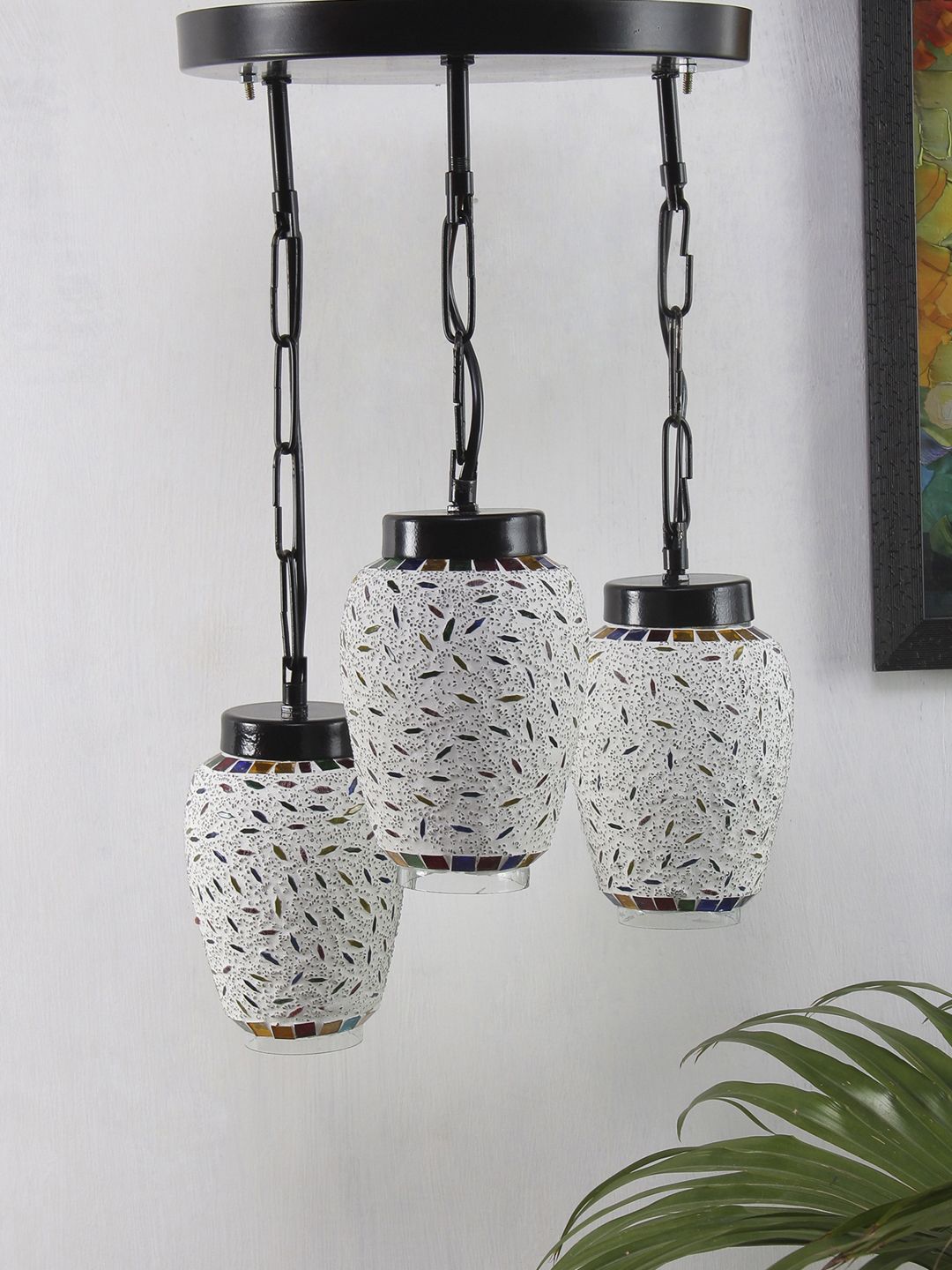 Devansh Multicoloured Solid Traditional Cluster Lamp Price in India