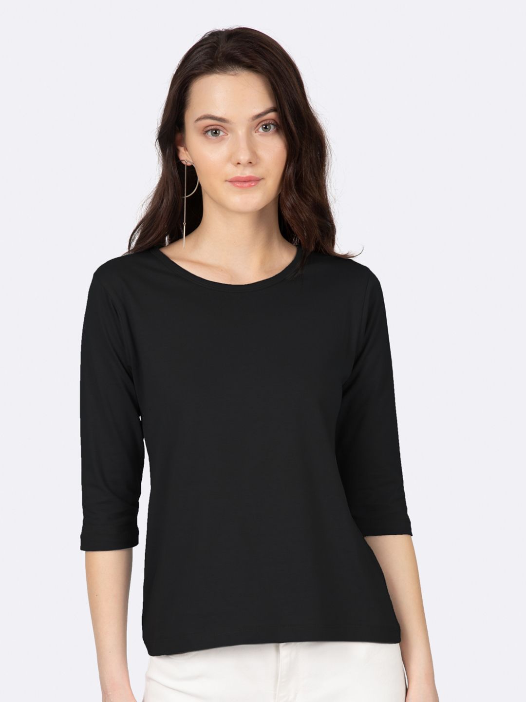 Bewakoof Women Black Solid Round Neck T-shirt