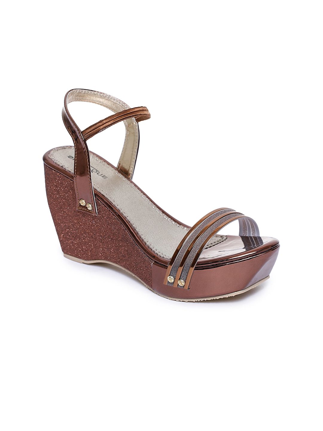 Shezone Women Copper-Toned Embellished Sandals Price in India