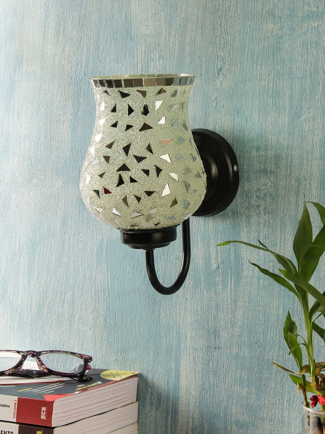 Devansh White Textured Traditional Wallchiere Lamp Price in India