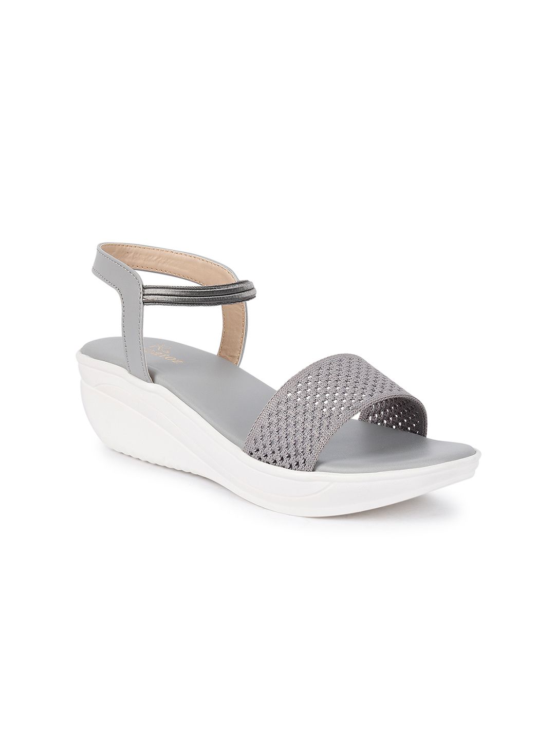 ZAPATOZ Women Grey Textured Sandals Price in India