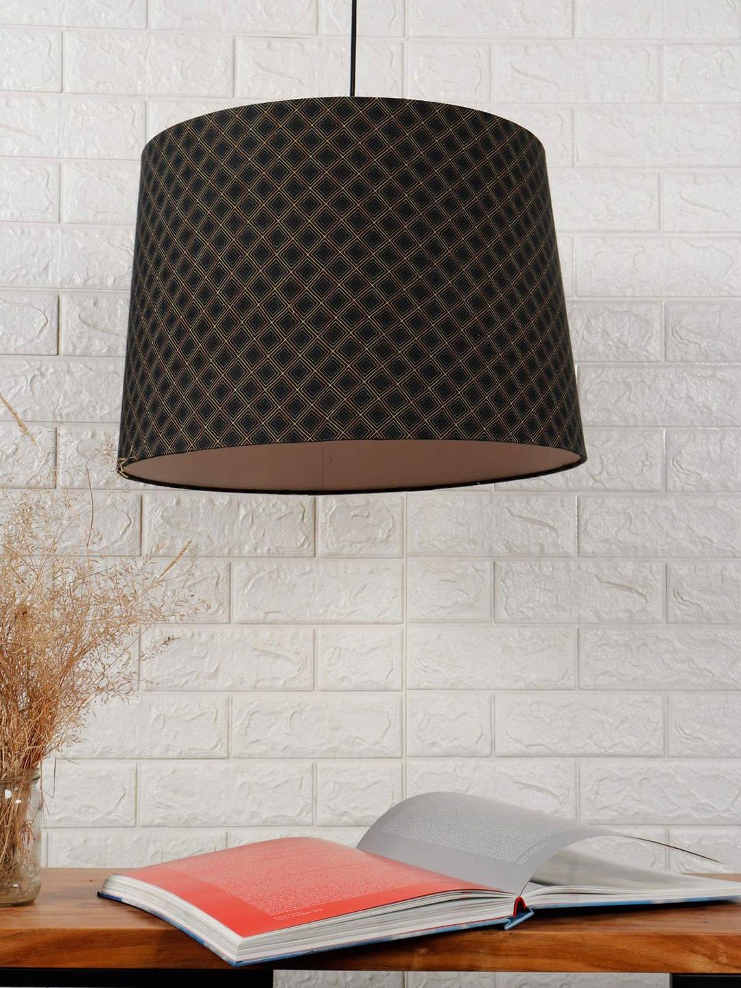 Grated Ginger Black Printed Frustum Hanging Light Price in India