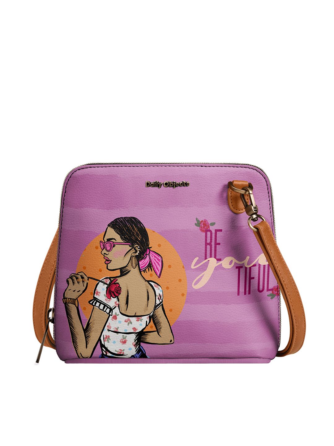 DailyObjects Pink & Beige Printed Sling Bag Price in India