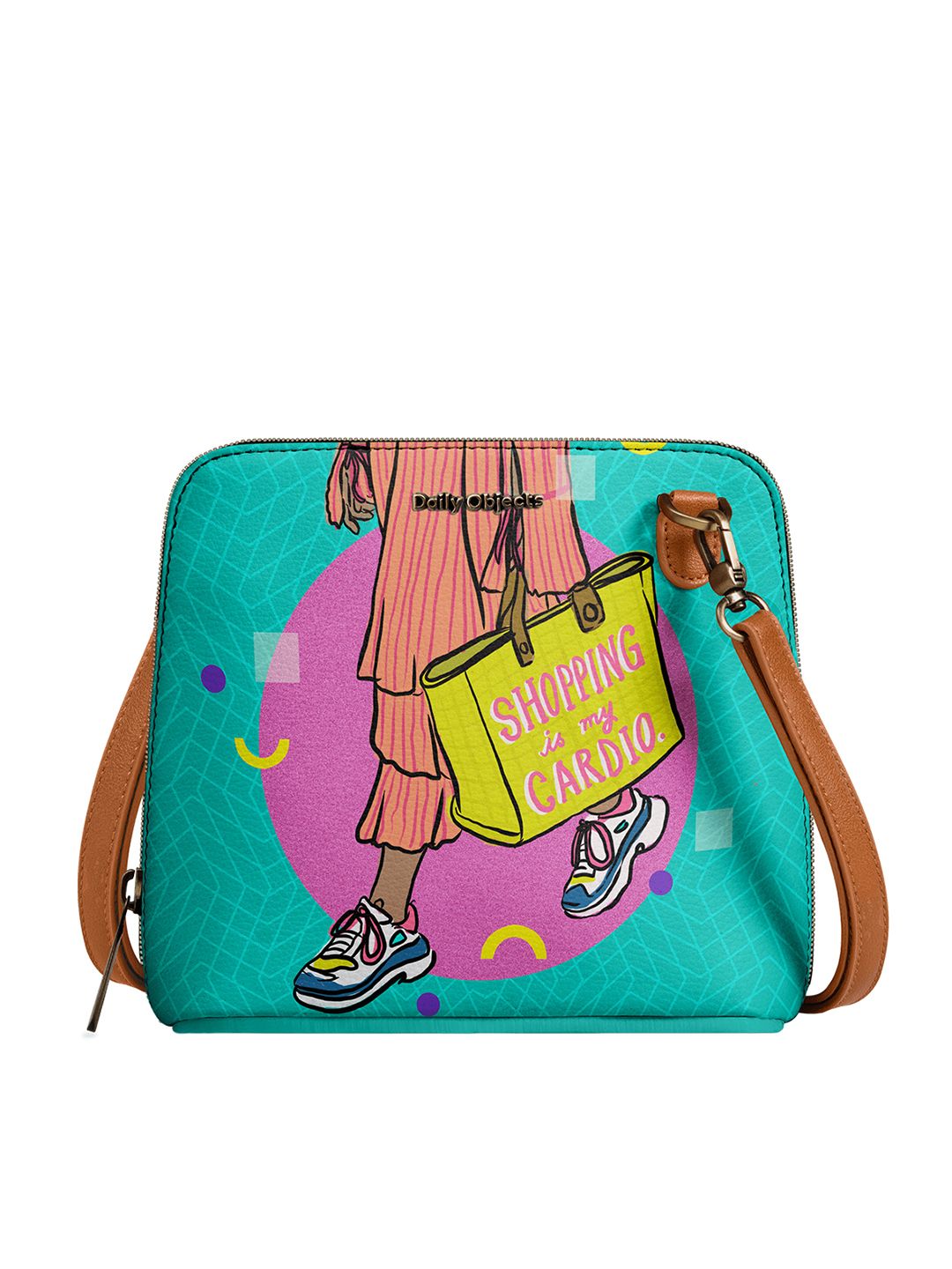 DailyObjects Green & Pink Printed Sling Bag Price in India