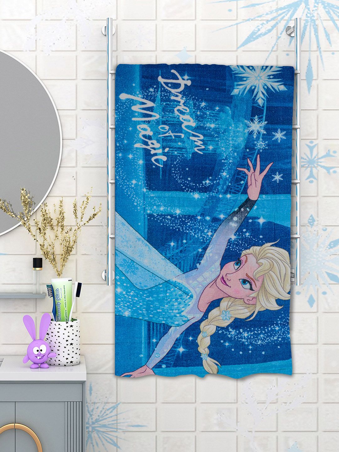 Disney Kids Blue Frozen Printed 350 GSM Bath Towel
