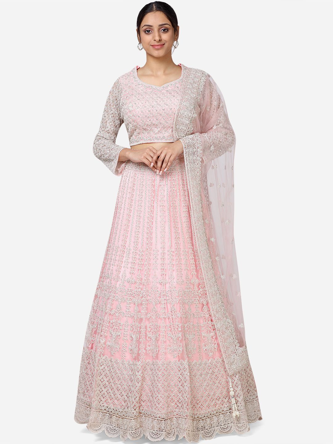 BOMBAY SELECTIONS Pink Ready to Wear Lehenga & Blouse with Dupatta