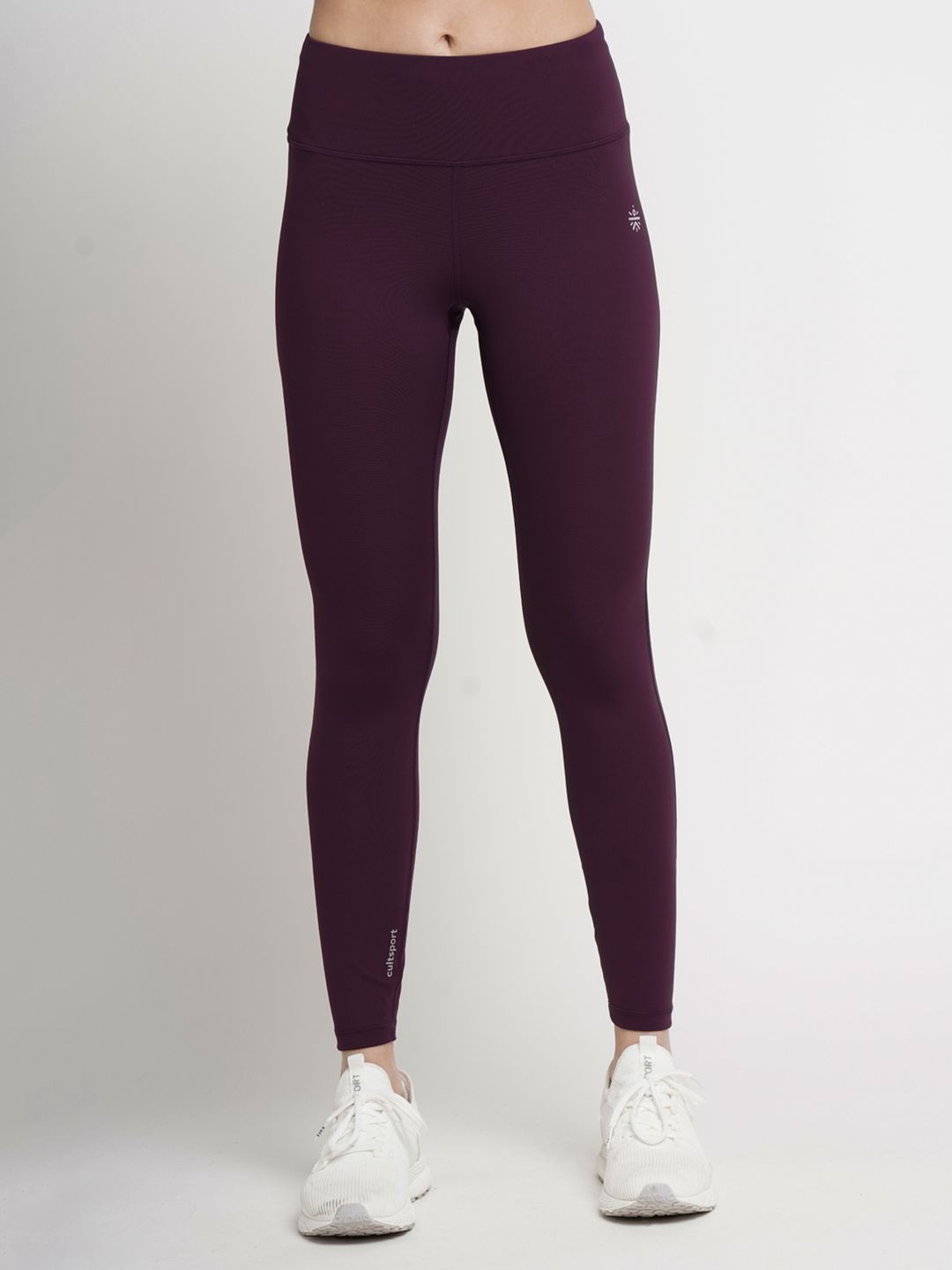 Cultsport Women Burgundy Solid Anti-Microbial Workout Leggings Price in India