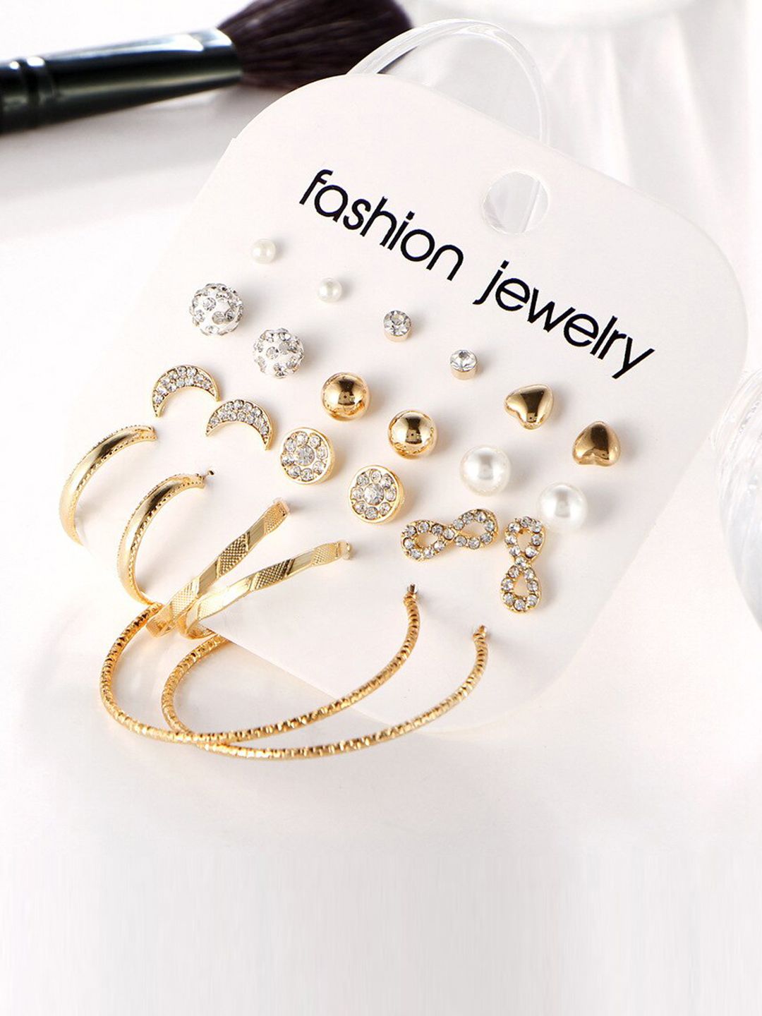 Jewels Galaxy Set of 12 Gold-Plated Earrings Price in India