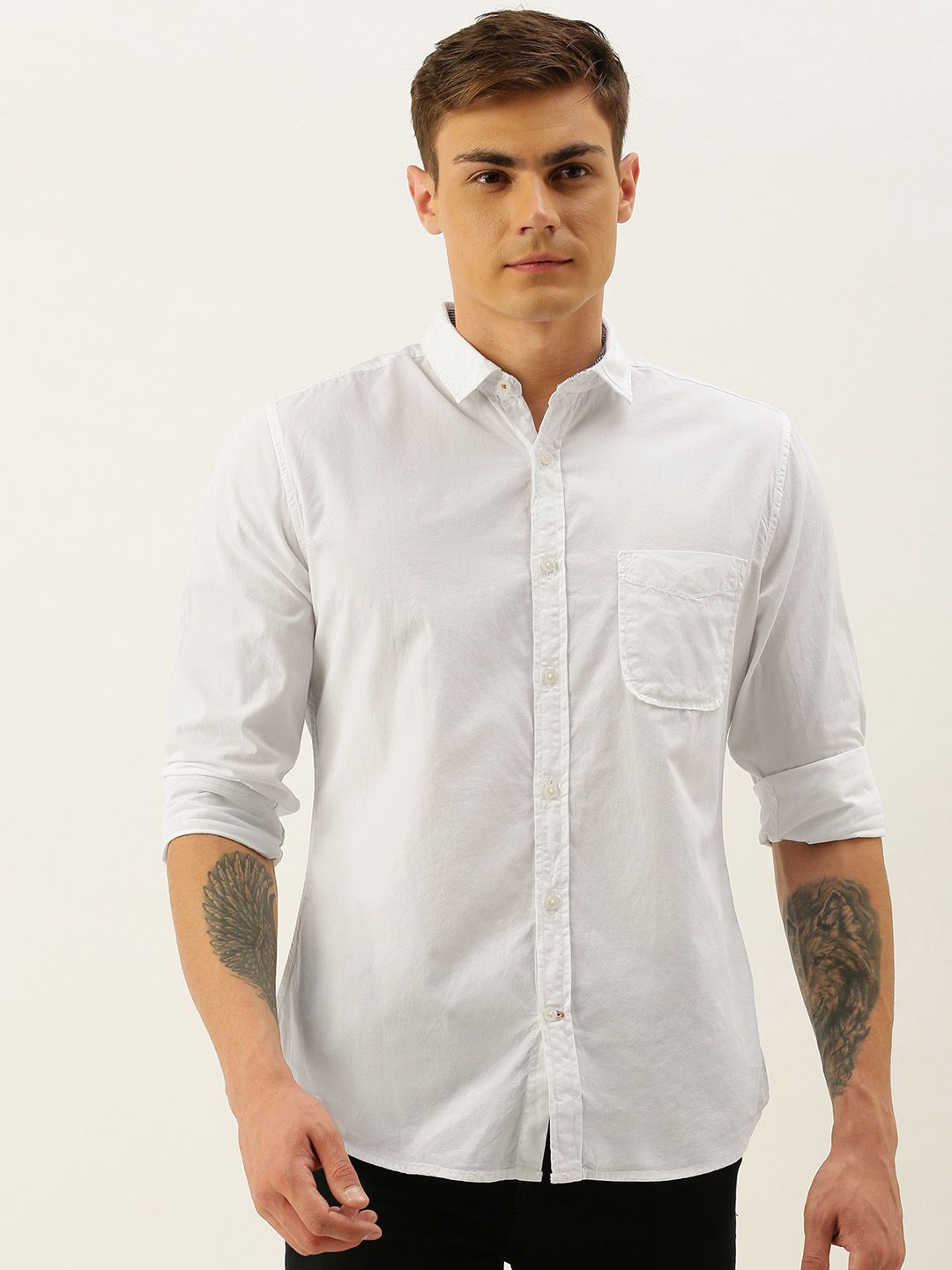 INVICTUS Men White Slim Fit Casual Shirt