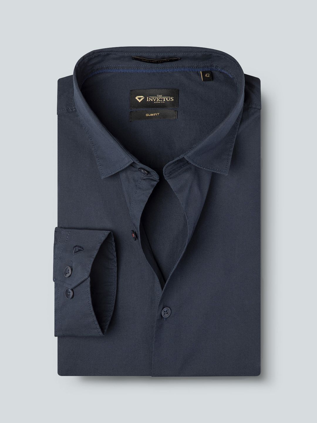 INVICTUS Men Navy Blue Regular Fit Solid Formal Shirt
