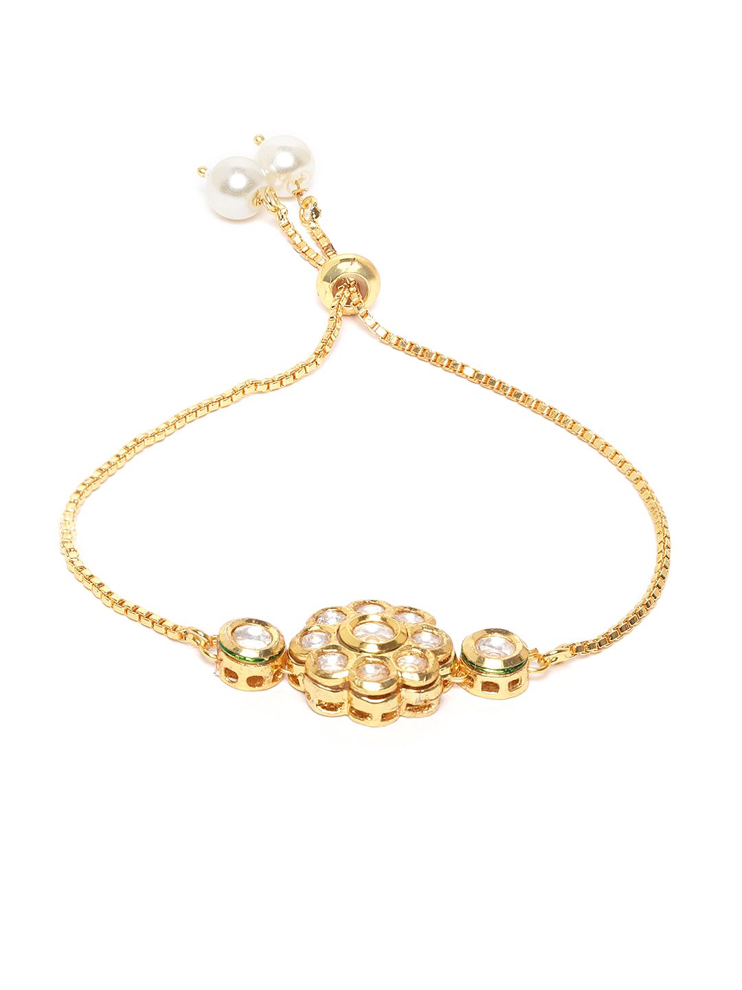 Zobby Gold-Plated Kundan Studded Handcrafted Bracelet Price in India