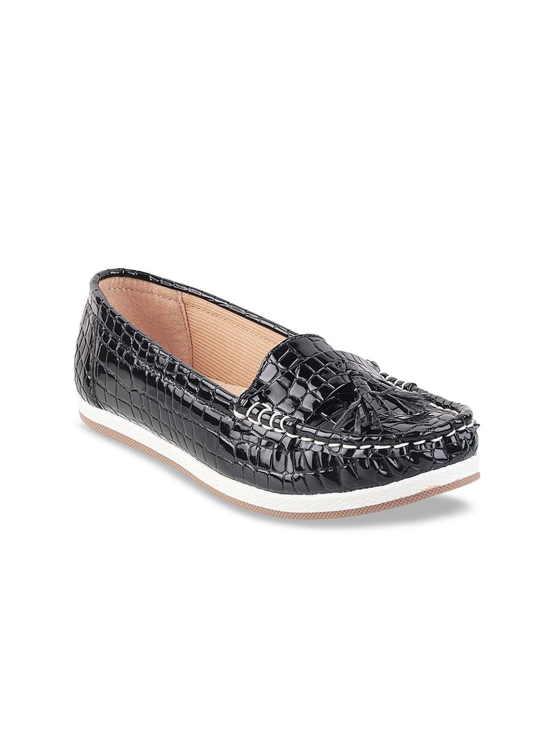 Catwalk Women Black Textured Loafers Price in India