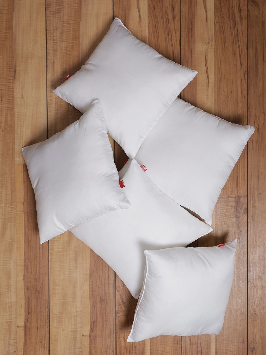 BIANCA Set Of 5 White Solid Square Cushions Price in India