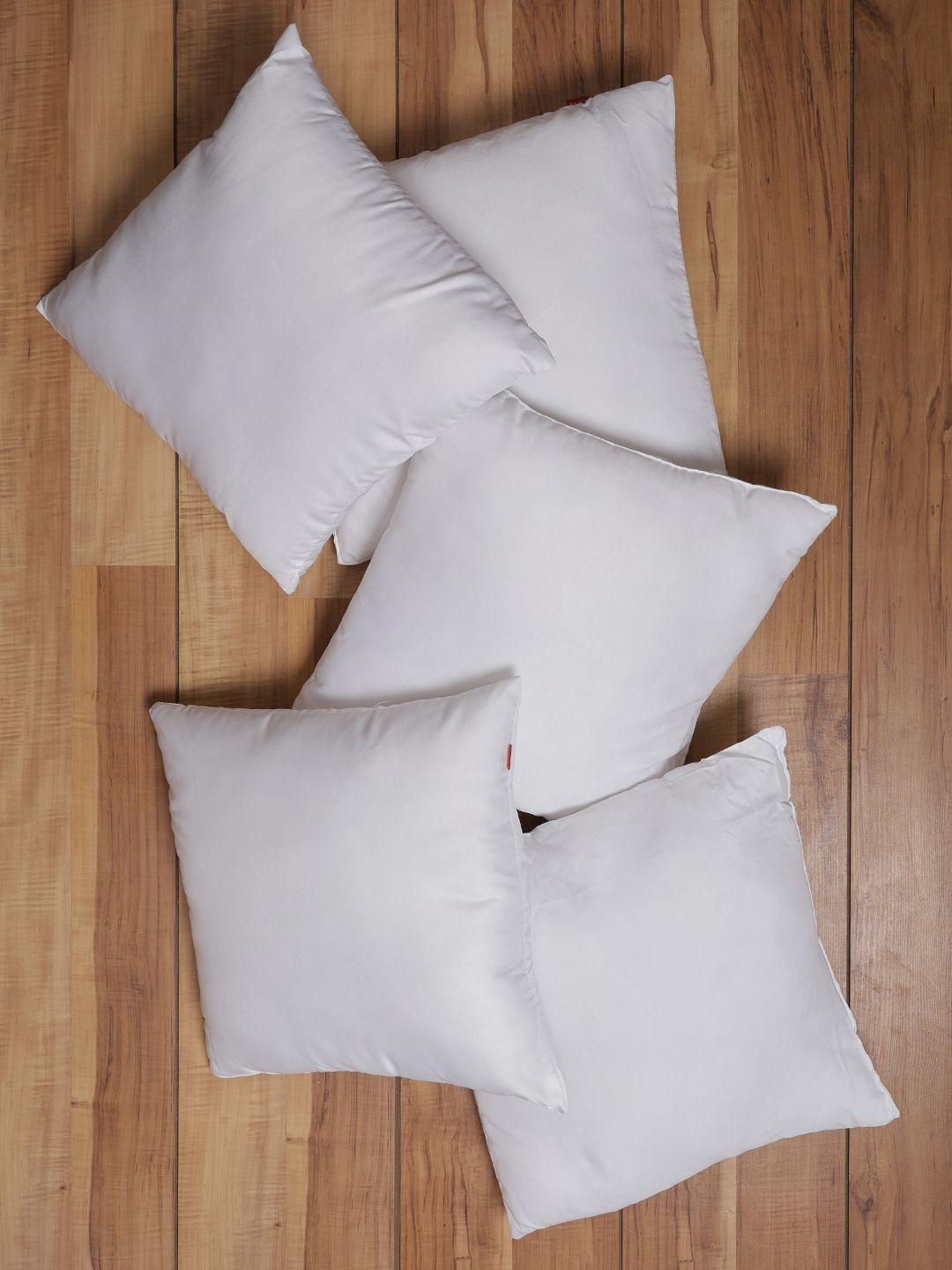 BIANCA Set of 5 White Solid Square Anti-Bacteria Cushion Insert Price in India