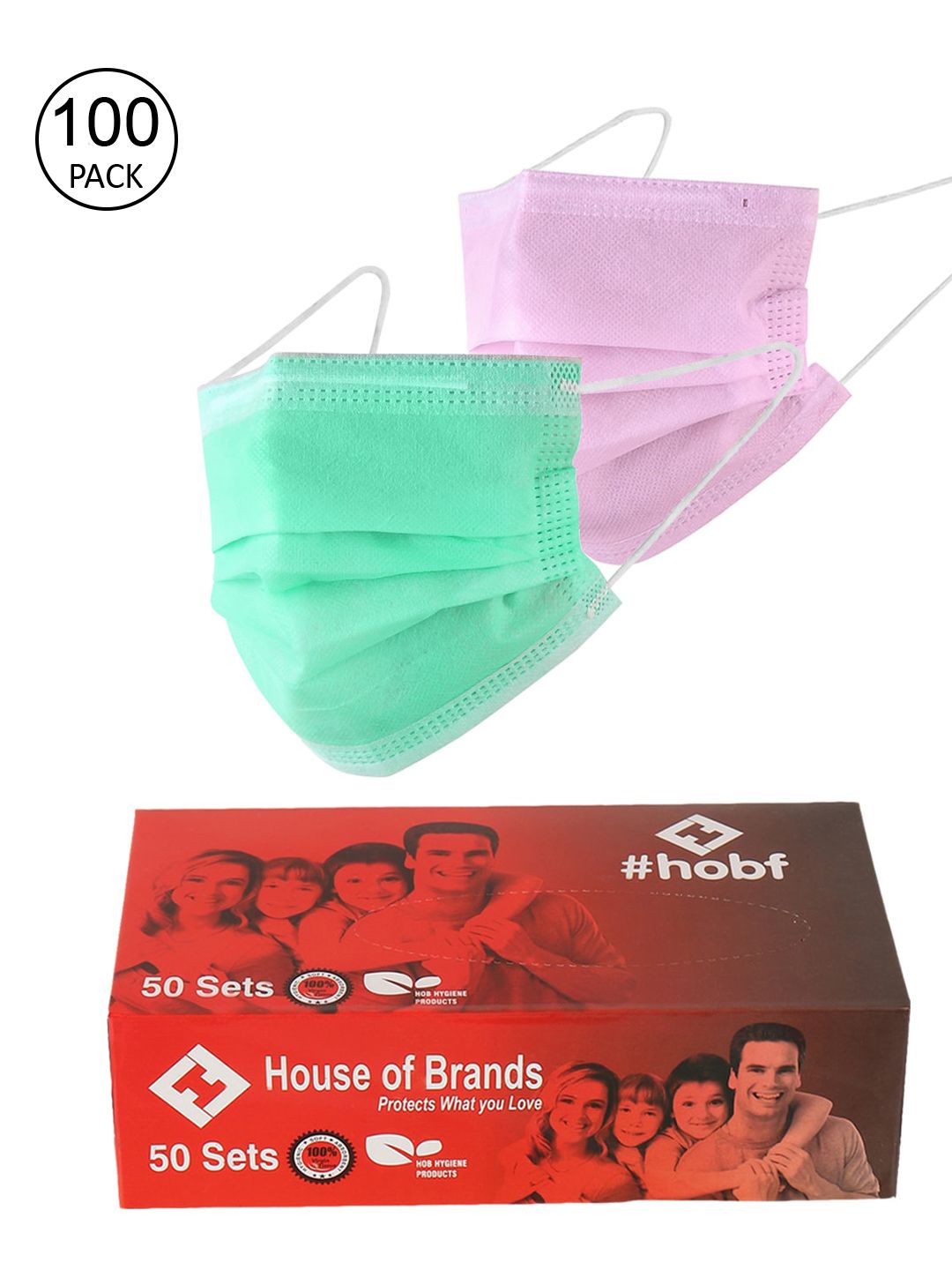 LONDON FASHION hob Unisex Pack of 100 3-Ply Anti-Pollution Disposable Ultrasonic Surgical Masks Price in India